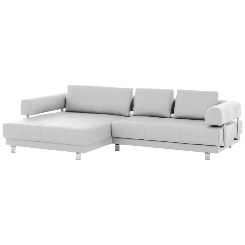 Ecksofa in Echtleder Wei&szlig; 188/307 cm