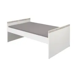 Bett 120/200 cm in Wei&szlig;, Silbereichenfarben