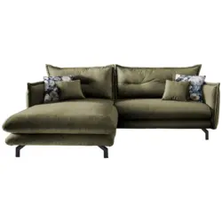 Ecksofa in Velours Gr&uuml;n 180/255 cm