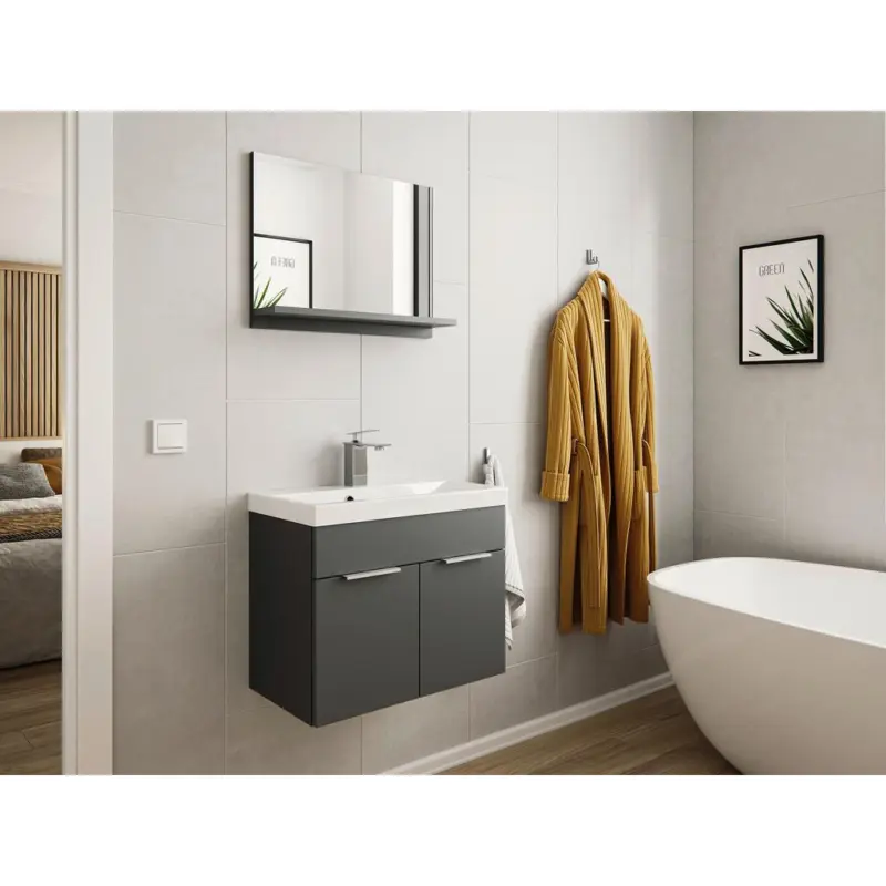 Waschtischkombi Slimline Graphitfarben B: 59,5cm