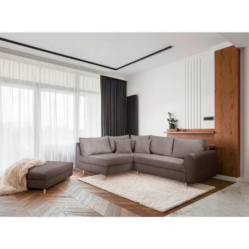 Ecksofa inkl. Hocker Ariella in Cord Braun 161/231 cm