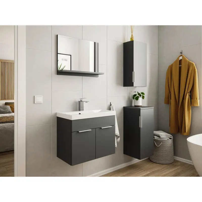 Waschtischkombi Slimline Graphitfarben B: 59,5cm