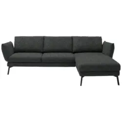 Ecksofa in Flachgewebe Anthrazit 277/175 cm