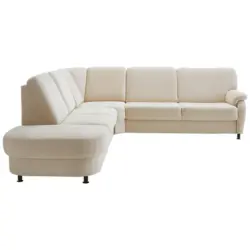 Ecksofa in Flachgewebe Beige 287/274 cm