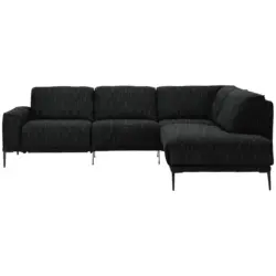 Ecksofa in Flachgewebe Schwarz 260/210 cm