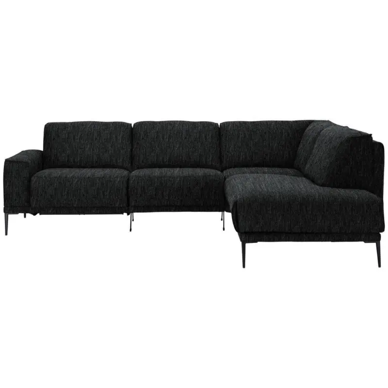 Ecksofa in Flachgewebe Schwarz 260/210 cm