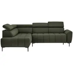Ecksofa in Velours Gr&uuml;n 191/261 cm
