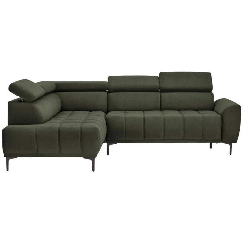 Ecksofa in Velours Gr&uuml;n 191/261 cm