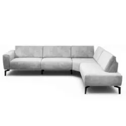 Ecksofa Cosy in Samt Hellgrau 296/213 cm