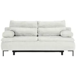 Boxspringsofa in Webstoff Naturfarben Modern