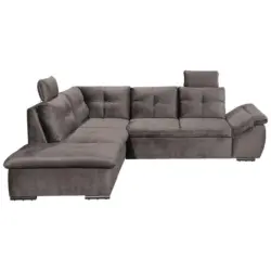Ecksofa in Mikrovelours Graubraun