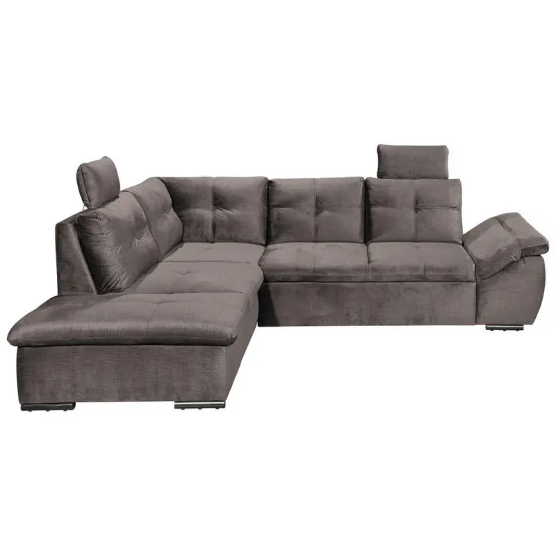 Ecksofa in Mikrovelours Graubraun