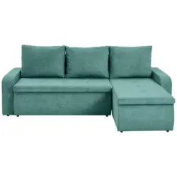 Ecksofa in Webstoff Mintgr&uuml;n 235/158 cm