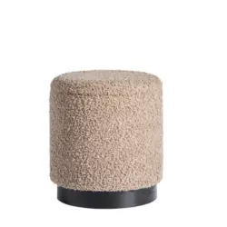 Hocker in Textil, Holzwerkstoff Hellbraun