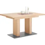 XXXLutz Lauterach - Ihr M&ouml;belhaus bei Bregenz Esstisch 120-168/80/75 cm Echtholz Holz, Metall, Holzwerkstoff ausziehbar, in verschiedenen Gr&ouml;&szlig;en erh&auml;ltlich, in verschiedenen Holzarten erh&auml;ltlich, Variantenauswahl rechteckig Eichefarben, Edelstahlfarben