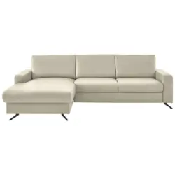 Ecksofa Beldomo premium in Echtleder Ecru 165/267 cm