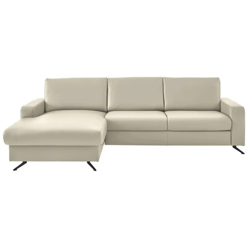 Ecksofa Beldomo premium in Echtleder Ecru 165/267 cm