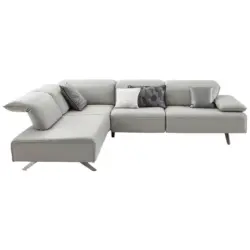 Ecksofa in Echtleder Silberfarben 230/290 cm