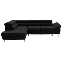 Ecksofa in Echtleder Schwarz 220/270 cm