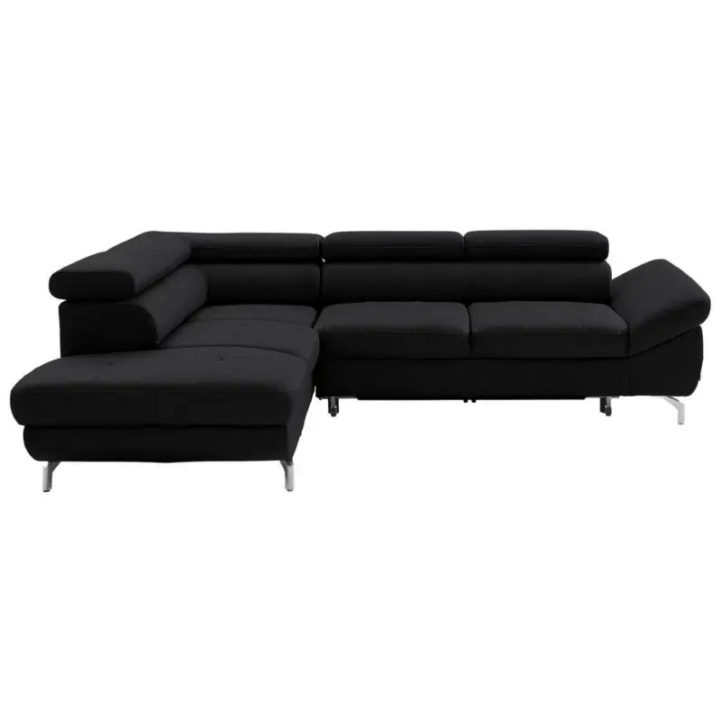 Ecksofa in Echtleder Schwarz 220/270 cm