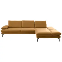 Ecksofa in Echtleder Currygelb 308/195 cm