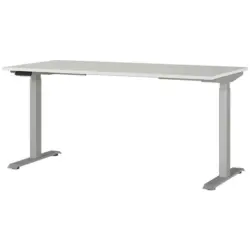 Schreibtisch 160/80/72-118 cm Silberfarben, Hellgrau elektrisch h&ouml;henverstellbar