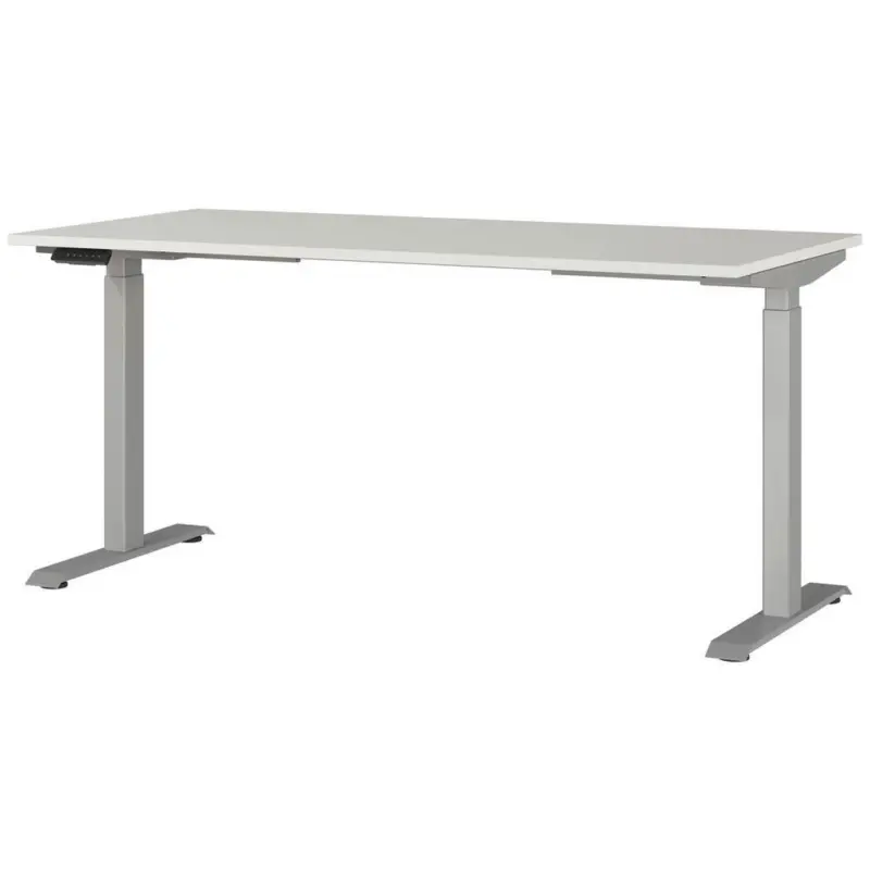 Schreibtisch 160/80/72-118 cm Silberfarben, Hellgrau elektrisch h&ouml;henverstellbar