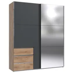 Schwebet&uuml;renschrank in Graphitfarben, Eichefarben
