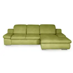Ecksofa in Chenille Gr&uuml;n 286/165 cm