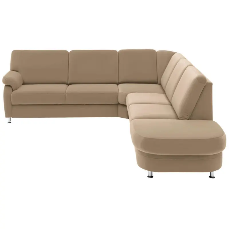 Ecksofa in Flachgewebe Hellbraun 274/287 cm