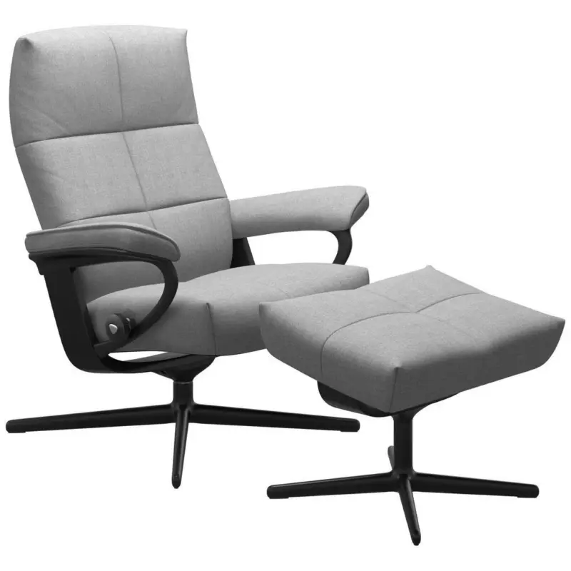 Relaxsesselset in Holz, Metall, Textil Hellgrau