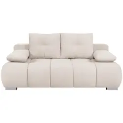 Boxsprinsofa mit Bettkasten Webstoff creme, B:206cm