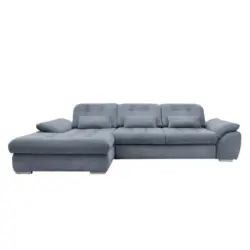 Ecksofa in Chenille Hellblau
