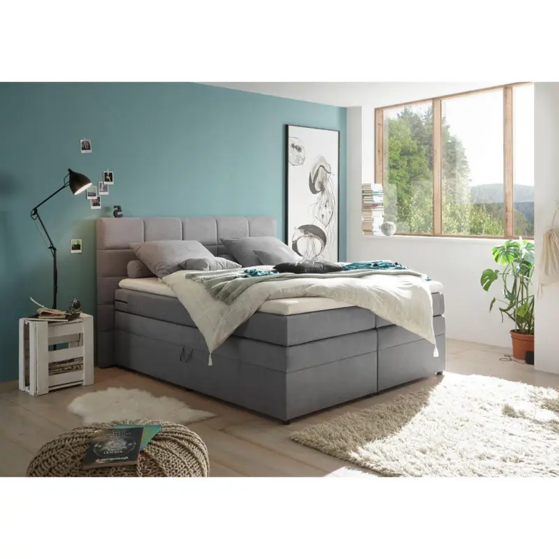 Boxspringbett 180/200 cm in Hellgrau