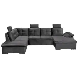 Ecksofa in Mikrovelours Grau
