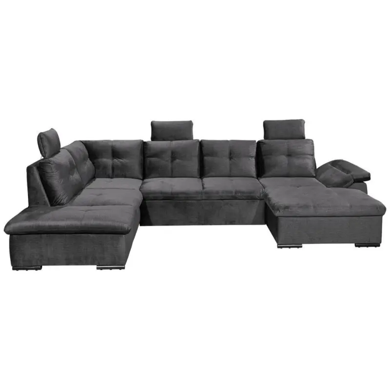 Ecksofa in Mikrovelours Grau