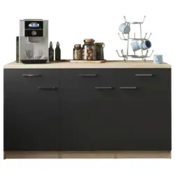 K&uuml;chenunterschrank 150/85/60 cm in Schwarz, Eichefarben