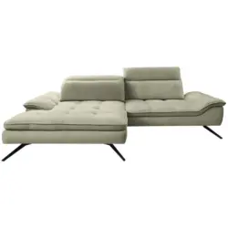 Ecksofa in Webstoff Salbeigr&uuml;n 179-202/288 cm