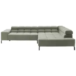 Ecksofa in Cord Dunkelgr&uuml;n 321/216 cm