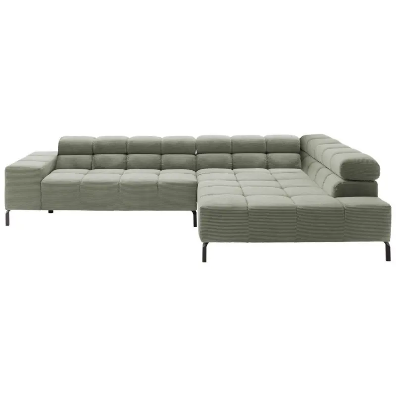 Ecksofa in Cord Dunkelgr&uuml;n 321/216 cm