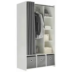 Offener Kleiderschrank 100/180/50 cm in Grau, Wei&szlig;