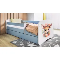 Kinder-/Juniorbett 80/160 cm in Blau, Wei&szlig;