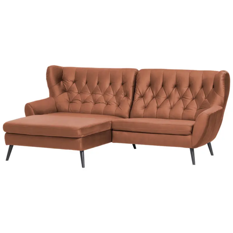 Ecksofa in Mikrofaser Kupferfarben 165/237 cm