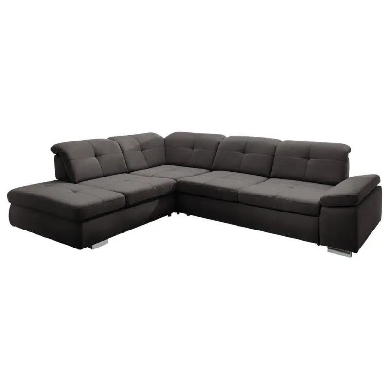 Ecksofa in Mikrofaser Dunkelgrau 260/312 cm
