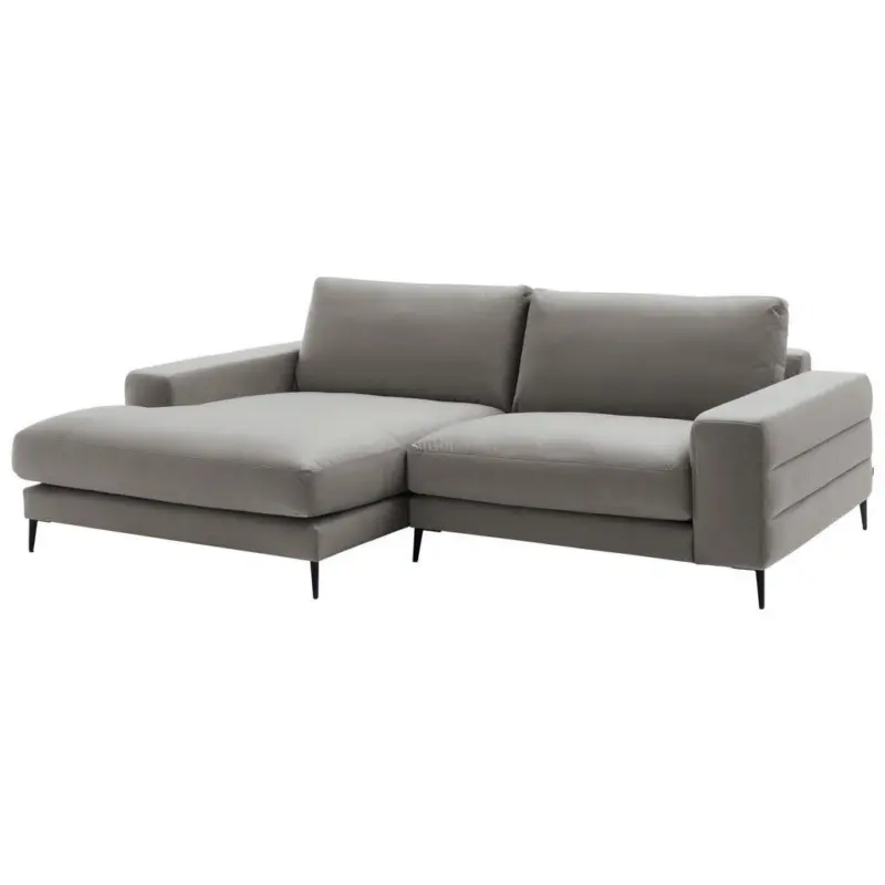Ecksofa in Velours Greige 177/253 cm