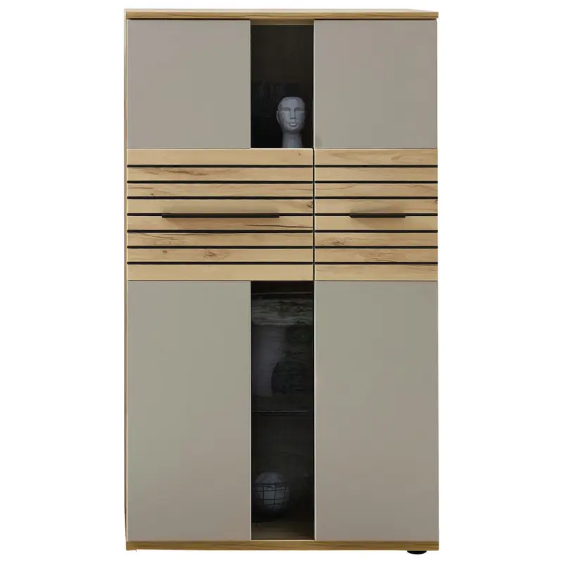 Highboard Grau, Buchefarben 90/131/40 cm