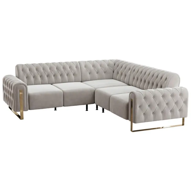 Ecksofa in Velours Beige 264/264 cm