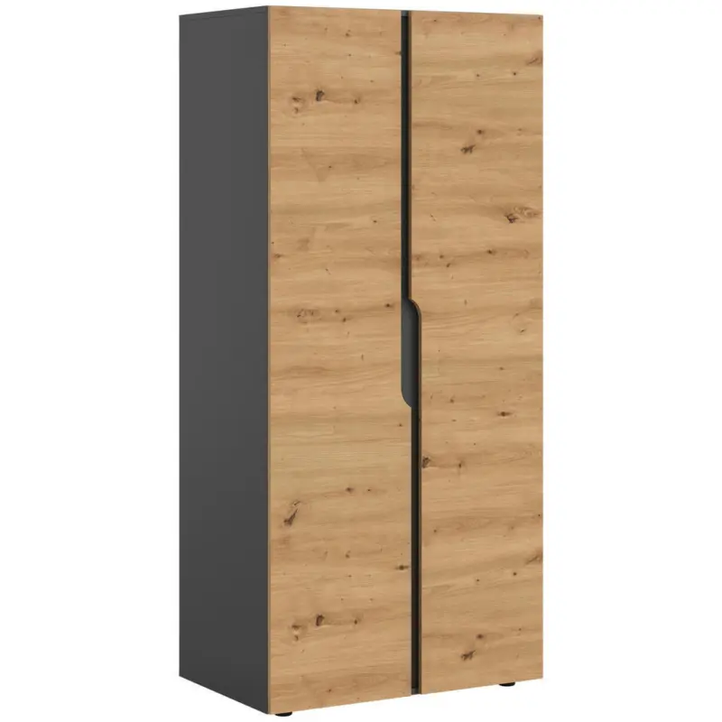 Dreht&uuml;renschrank in Anthrazit, Eiche Artisan