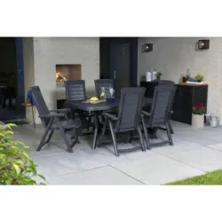 Gartensessel-Set Kunststoff Graphitfarben