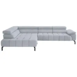 Ecksofa in Chenille Hellgrau 222/323 cm